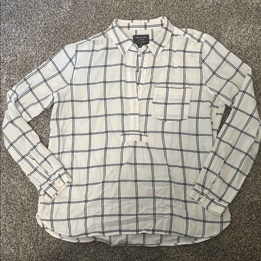 Abercrombie and fitch women's  and Navy Grid Pattern Shirt